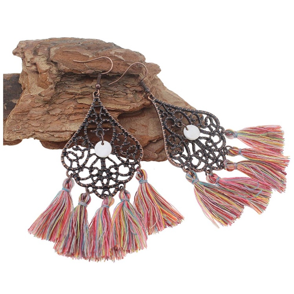 🆕Rainbow Boho Fringe/Tassel Earrings